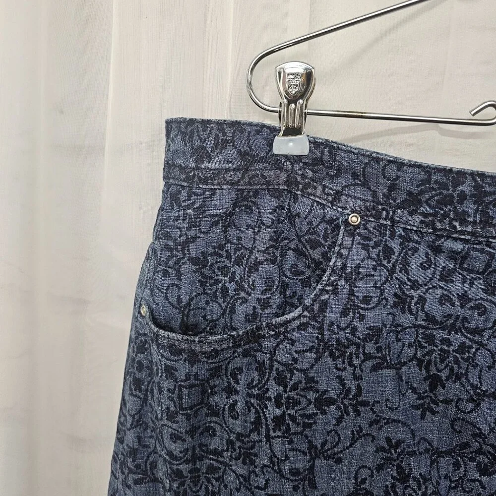 Karen Scott Blue Chambray Floral Skort Mini Boho Cottagecore 18 - Picture 2 of 10